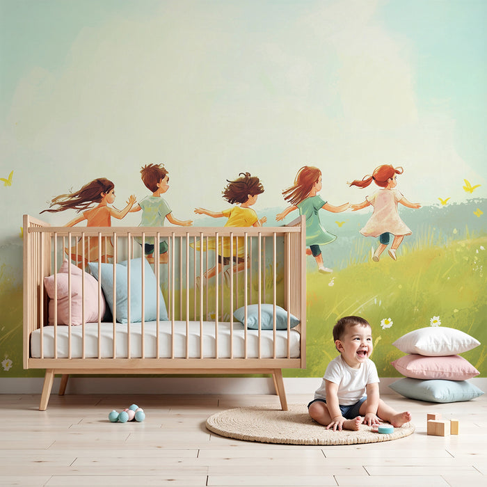 Barntapet | Glada barn och soligt ängsmark