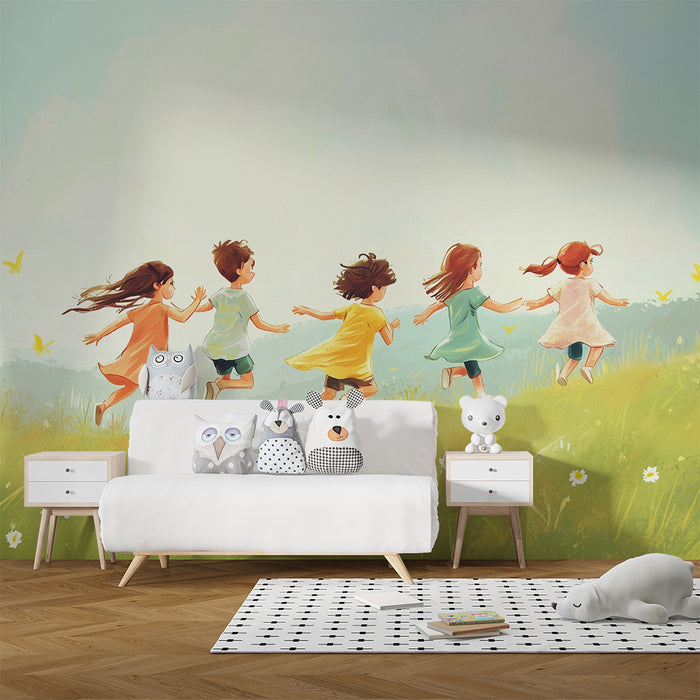 Barntapet | Glada barn och soligt ängsmark