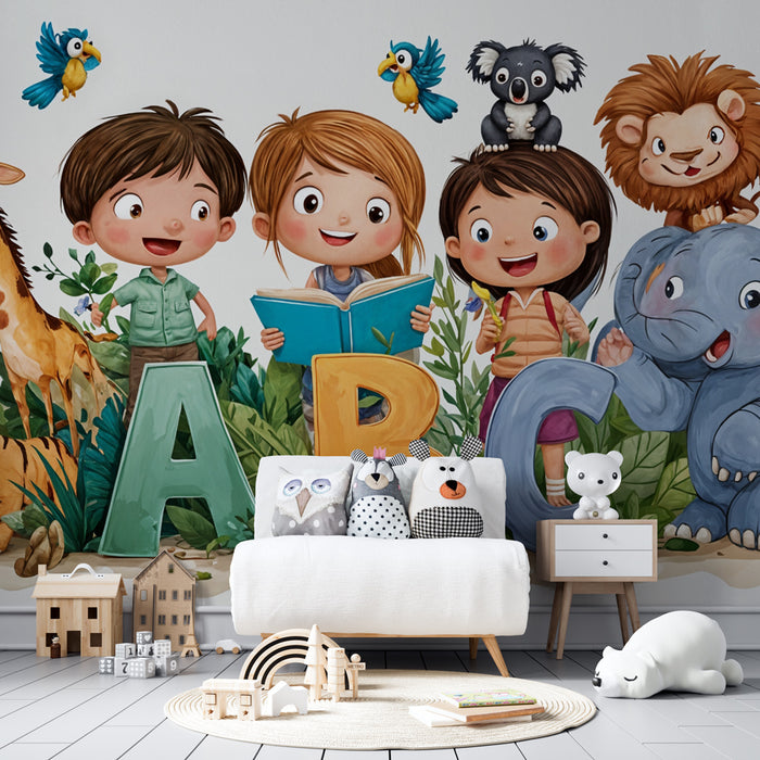Papier peint éducatif animaux | Découverte de l'alphabet
