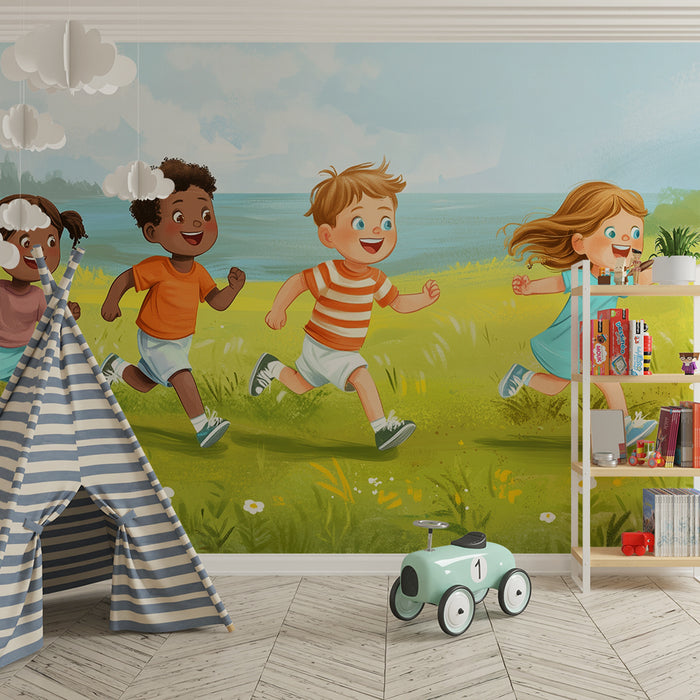 Barntapet | Barn leker på ängen