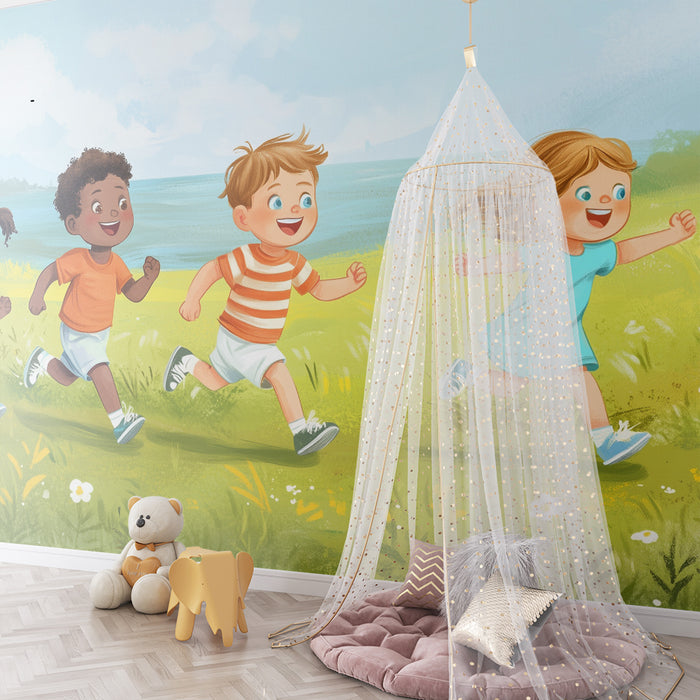 Barntapet | Barn leker på ängen