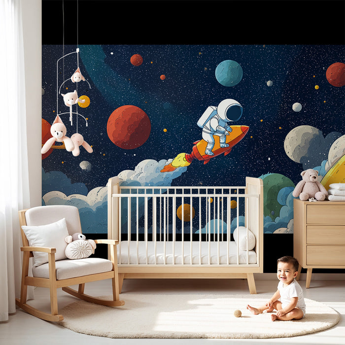 Lastenhuoneen tapetti | Avaruusseikkailu ja astronautti