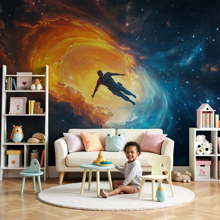 Lastenhuoneen tapetti | Avaruusseikkailu ja valoaukko
