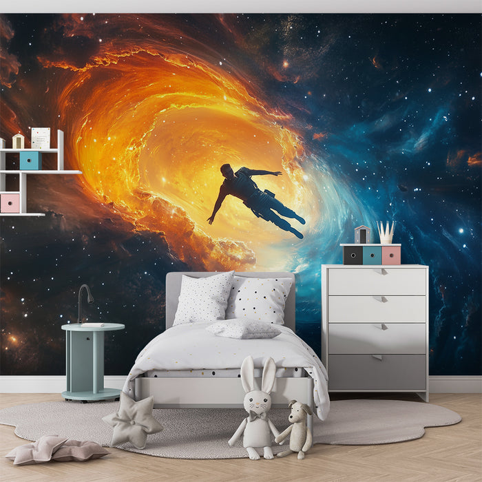 Lastenhuoneen tapetti | Avaruusseikkailu ja valoaukko