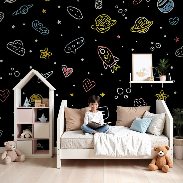 Papier peint espace | Design céleste et ludique