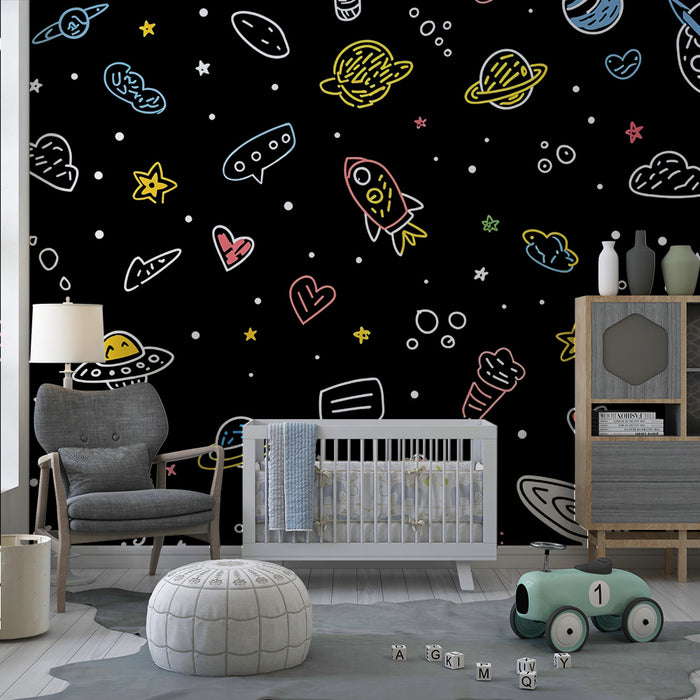 Papier peint espace | Design céleste et ludique