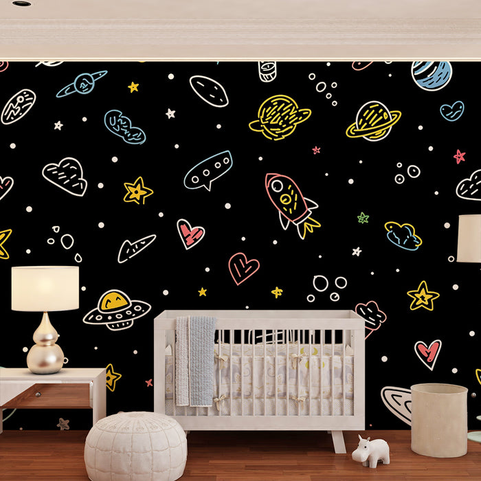 Papier peint espace | Design céleste et ludique