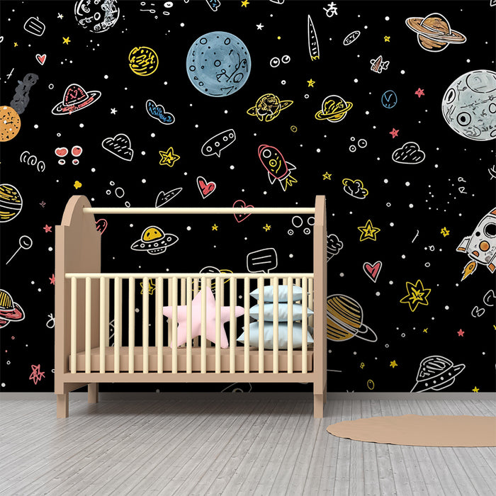 Papier peint espace | Motifs ludiques et colorés