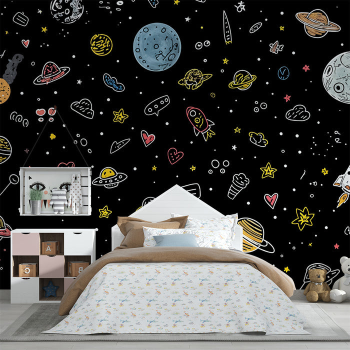 Papier peint espace | Motifs ludiques et colorés