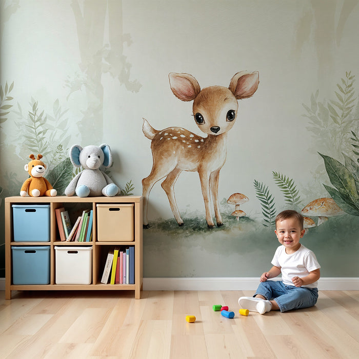 Papier peint faon | Décor de forêt enchantée