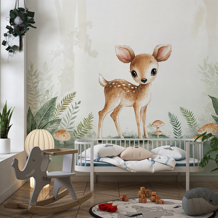Papier peint faon | Décor de forêt enchantée