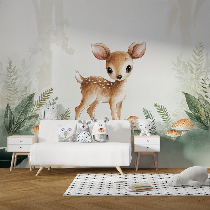 Papier peint faon | Décor de forêt enchantée