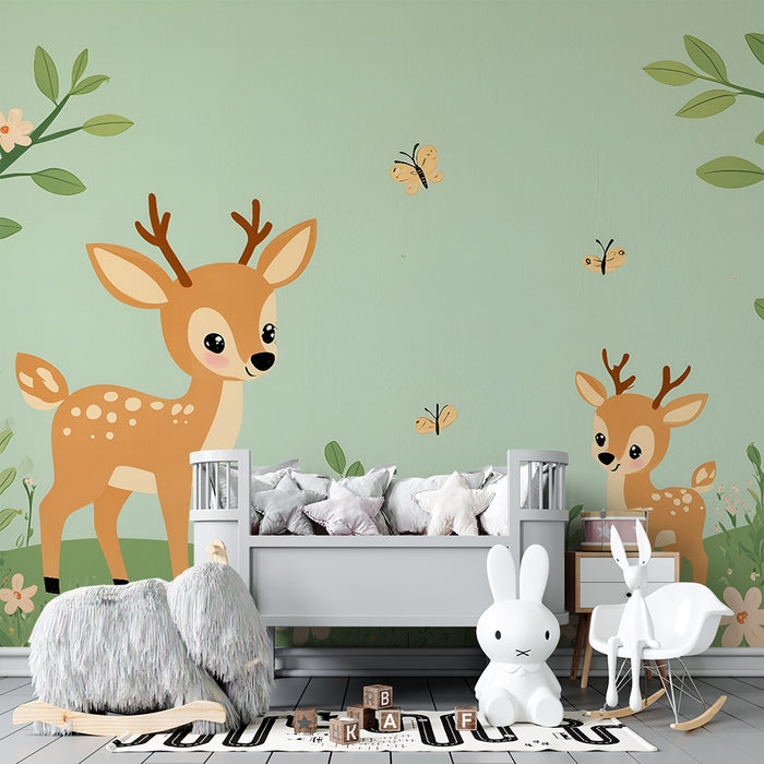 Χαρτί τοίχου παιδικό δωμάτιο | Αγριόγατες και πεταλούδες στον κήπο