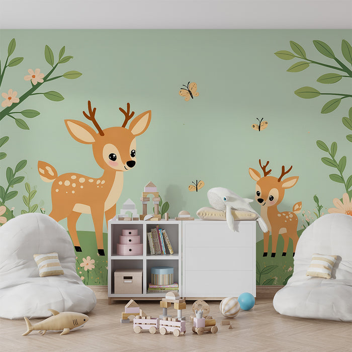 Χαρτί τοίχου παιδικό δωμάτιο | Αγριόγατες και πεταλούδες στον κήπο