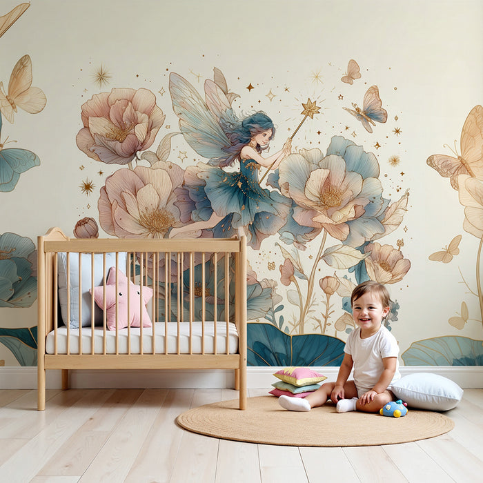 Papirnati zidni mural | Vila i Čarobni cvjetovi