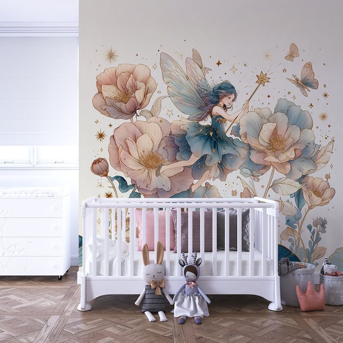 Papirnati zidni mural | Vila i Čarobni cvjetovi