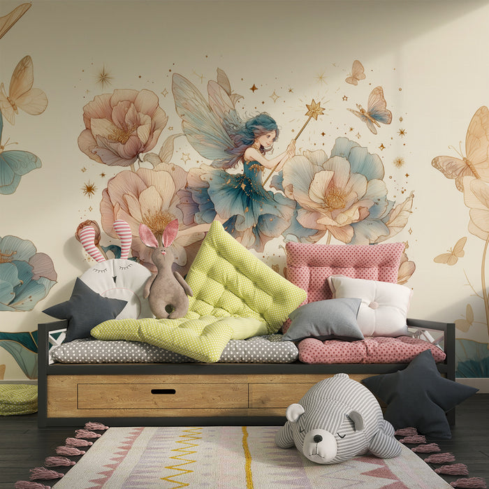 Papirnati zidni mural | Vila i Čarobni cvjetovi