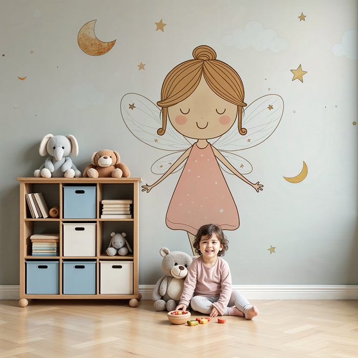 Papier peint fée | Enchantement céleste pour chambre d'enfant