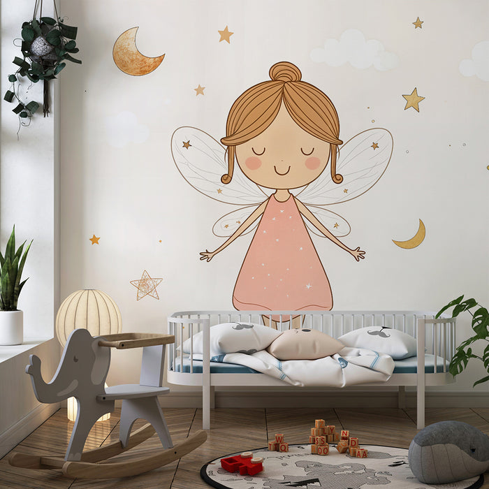Papier peint fée | Enchantement céleste pour chambre d'enfant