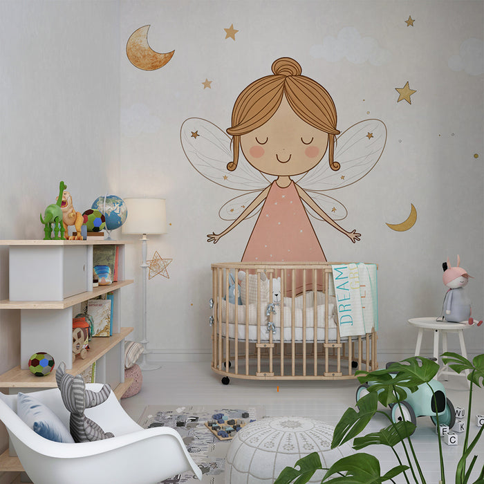 Papier peint fée | Enchantement céleste pour chambre d'enfant