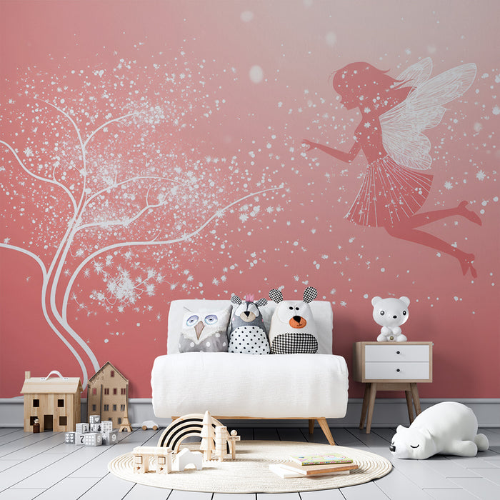 Lastenhuoneen tapetti | Lumottu keiju ja taikapuu