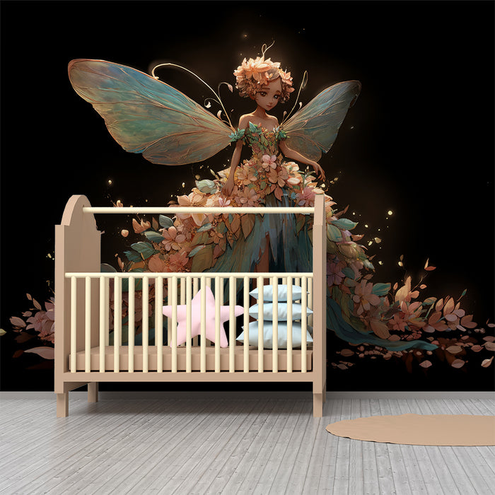 Papier peint fée enchantée | Illustration de fée florale