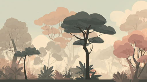 Papier peint chambre enfant Forêt pastel brumeuse