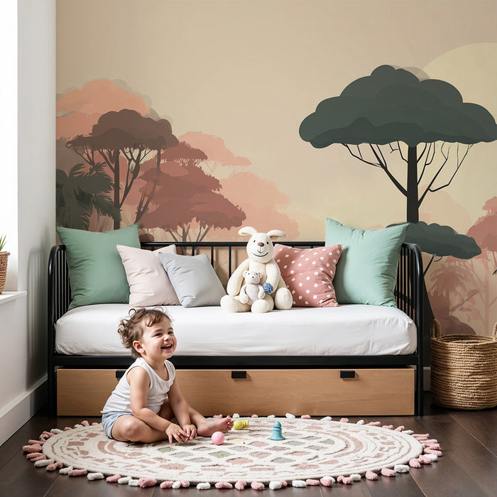 Lastenhuoneen tapetti | Lumottu metsä hämärässä