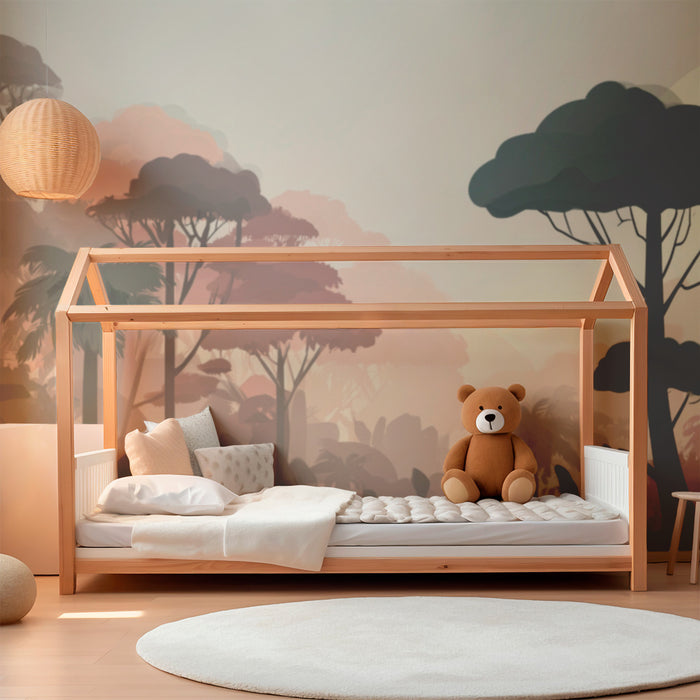 Lastenhuoneen tapetti | Lumottu metsä hämärässä