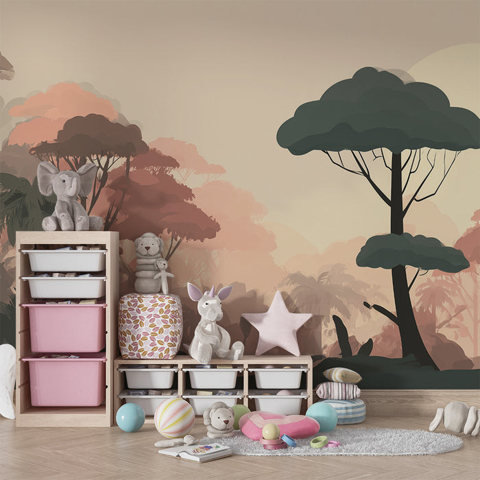 Lastenhuoneen tapetti | Lumottu metsä hämärässä