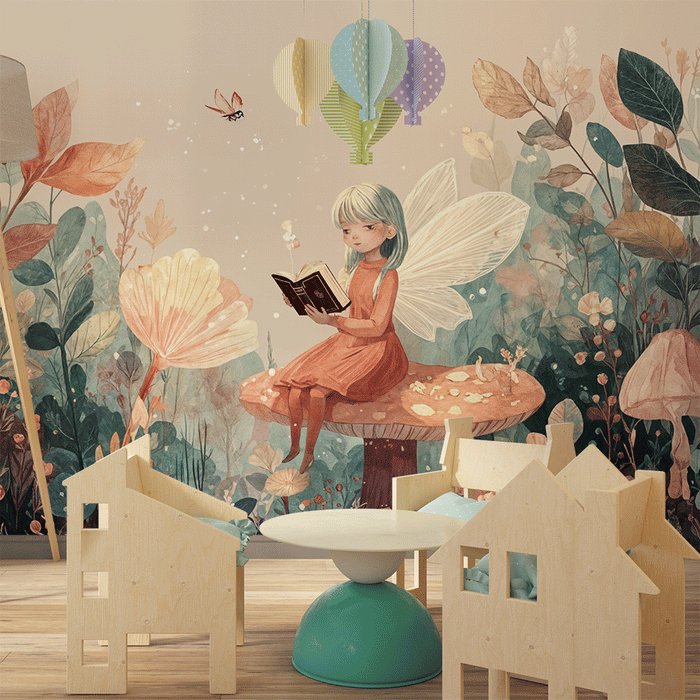 Papier peint fée magique | Décor enchanté de lecture