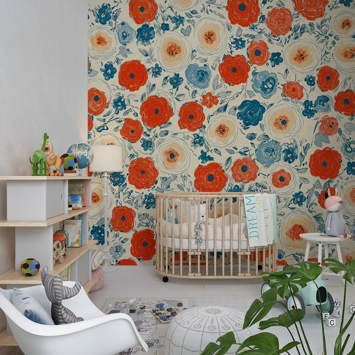 Barntapet | Levande akvarellblommor