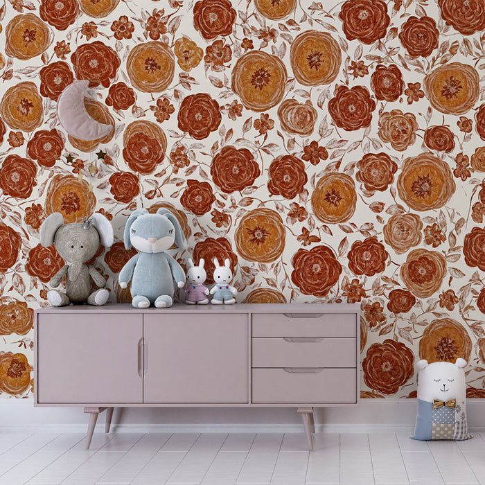 Papier de parede pre detsku izbu | Vintage kvety v teplých tónoch