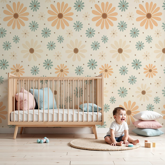 Barntapet | Pastellblommor retro