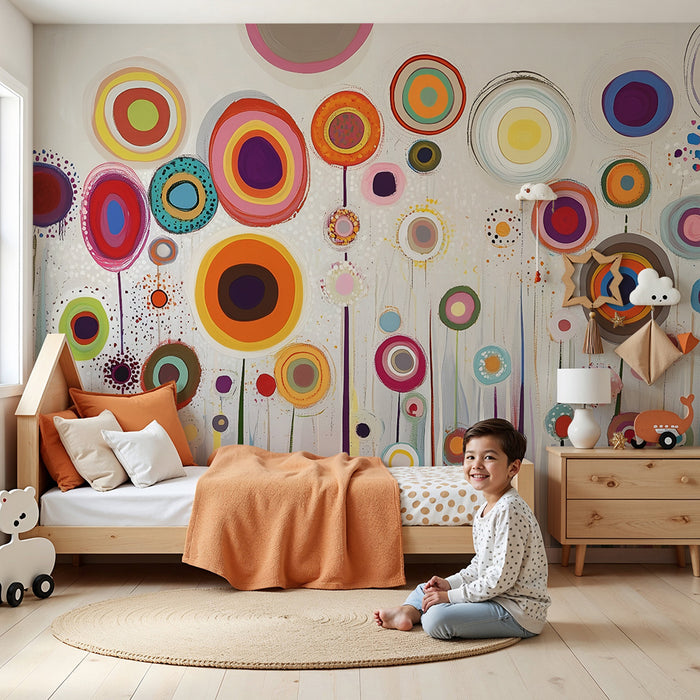 Tapet barnerom | Fargerike abstrakte blomster