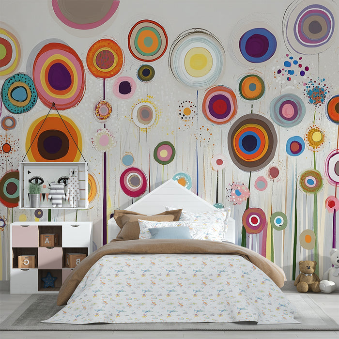 Tapet barnerom | Fargerike abstrakte blomster