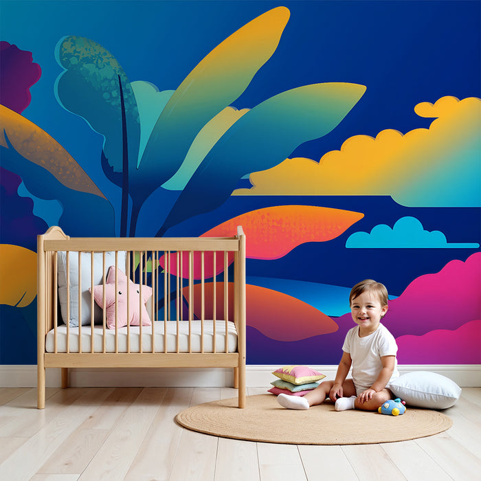 Lastenhuoneen tapetti | Vilkas trooppinen maisema