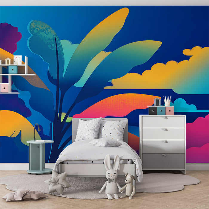 Lastenhuoneen tapetti | Vilkas trooppinen maisema