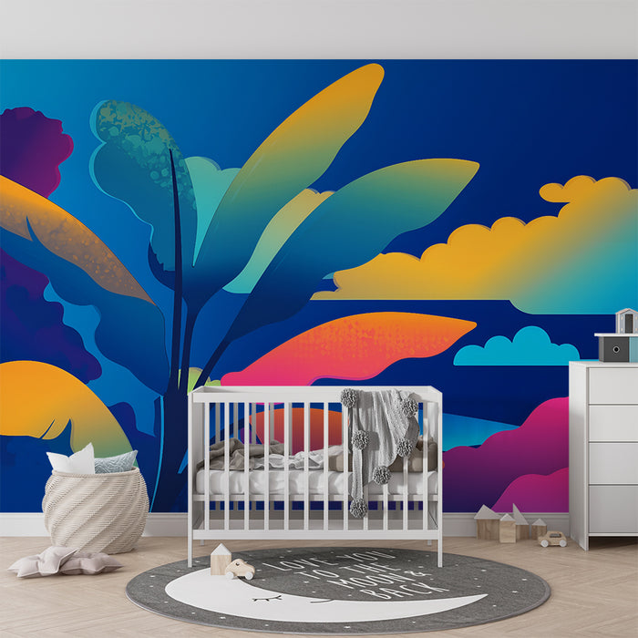 Lastenhuoneen tapetti | Vilkas trooppinen maisema