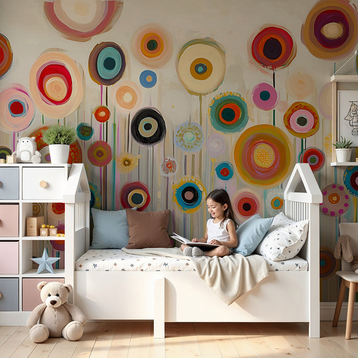 Lastenhuoneen tapetti | Abstraktit värikkäät ympyrät