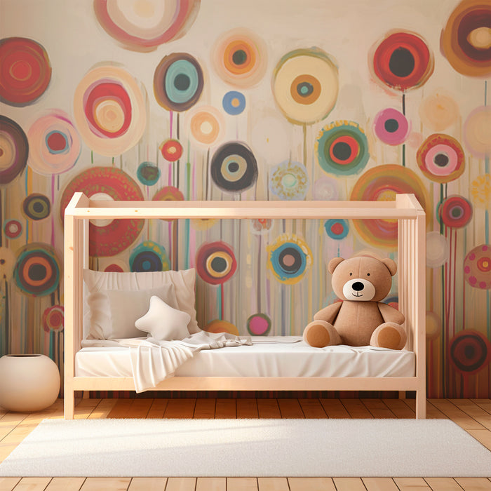 Lastenhuoneen tapetti | Abstraktit värikkäät ympyrät