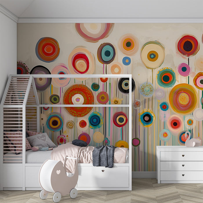 Lastenhuoneen tapetti | Abstraktit värikkäät ympyrät