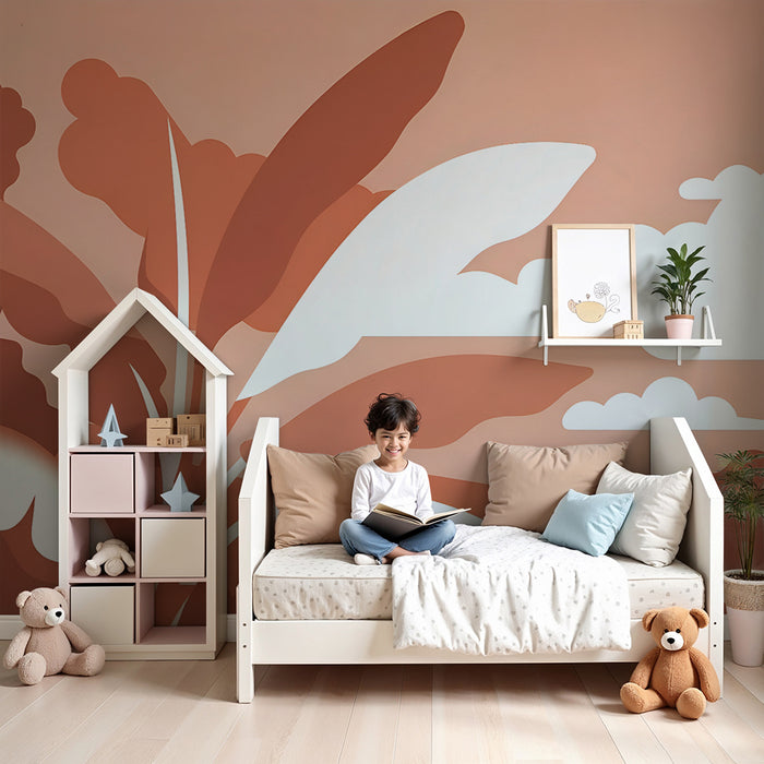 Lastenhuoneen tapetti | Minimalistinen maisema oranssi