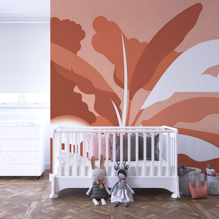 Lastenhuoneen tapetti | Minimalistinen maisema oranssi