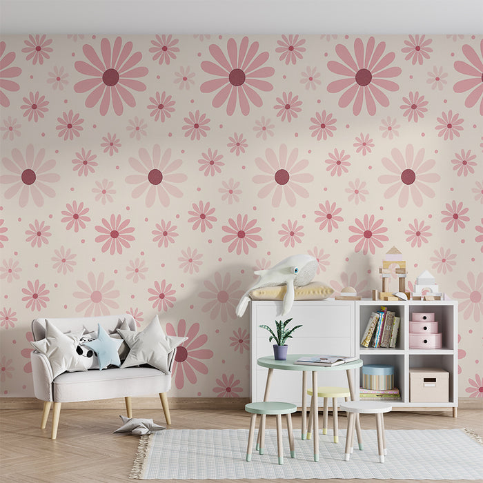 Babykamer behang | Pastelroze bloemen