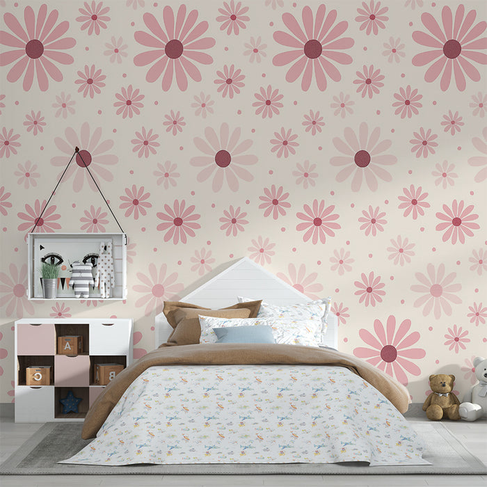 Babykamer behang | Pastelroze bloemen