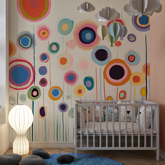 Tapet barnerom | Abstrakte flerfargede blomster