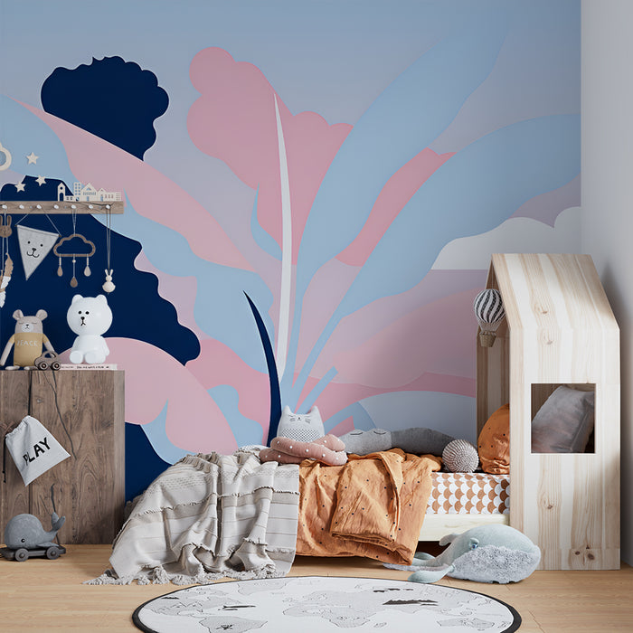Lastenhuoneen tapetti | Pastellimaisema ja pehmeät pilvet