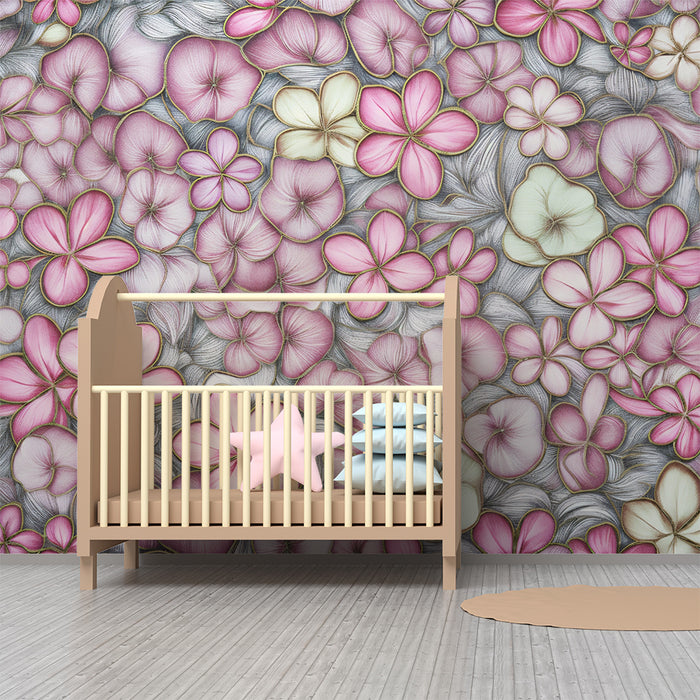 Papel de parede criança | Flores da primavera em tons de rosa
