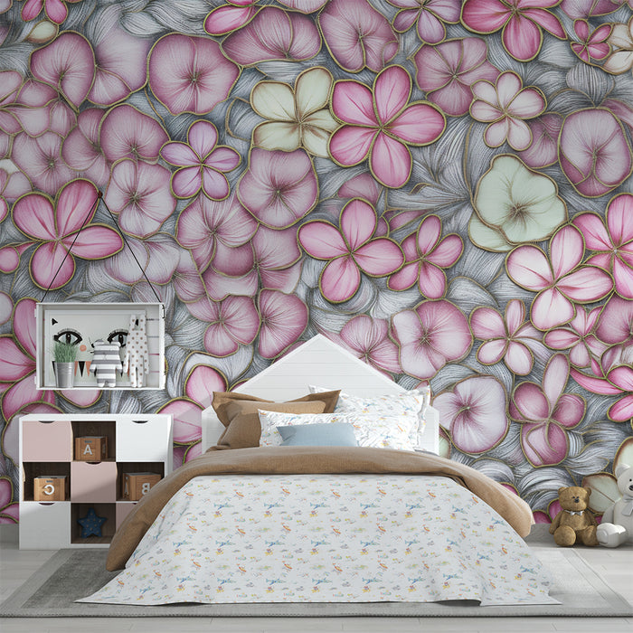 Papel de parede criança | Flores da primavera em tons de rosa